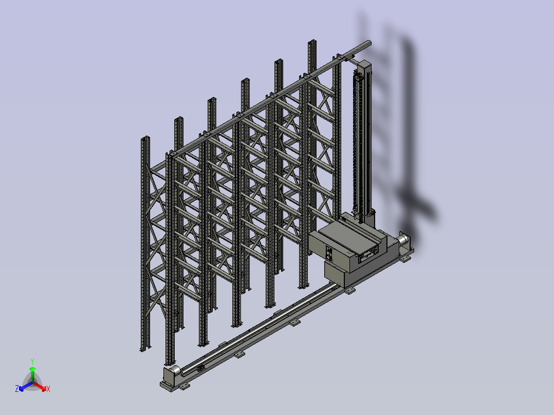 巷道堆垛自动存取装置主视图
