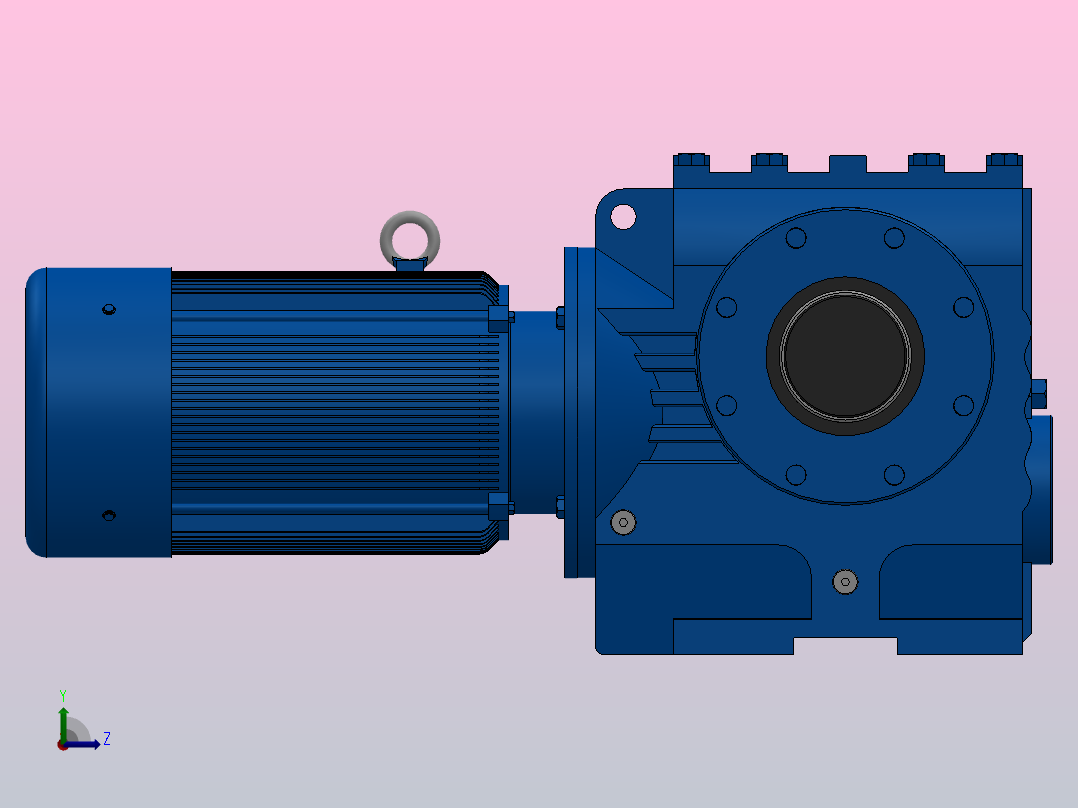 SAZ77小法兰空心轴安装斜齿-蜗轮蜗杆减速机SAZ77-YV0.75-4P-157.08-M1-0°-A左视图