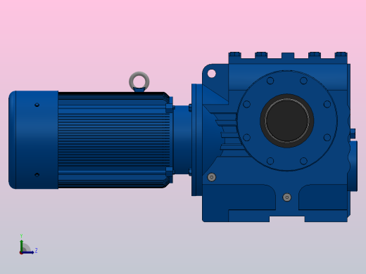 SAZ77小法兰空心轴安装斜齿-蜗轮蜗杆减速机SAZ77-YV0.75-4P-157.08-M1-0°-A左视缩略图