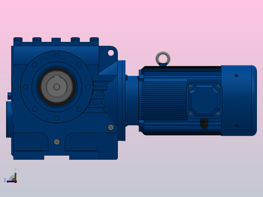 SAZ77小法兰空心轴安装斜齿-蜗轮蜗杆减速机SAZ77-YV0.75-4P-157.08-M1-0°-A右视缩略图