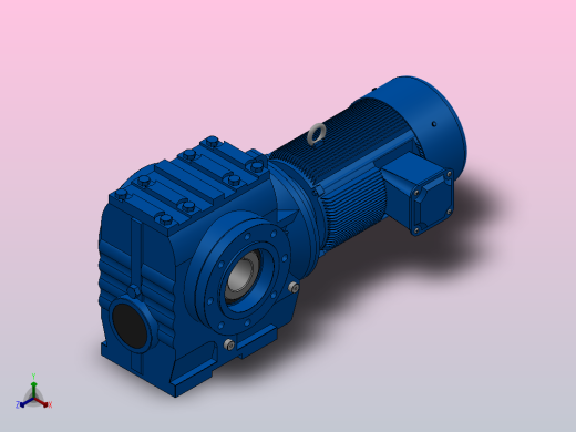 SAZ77小法兰空心轴安装斜齿-蜗轮蜗杆减速机SAZ77-YV0.75-4P-157.08-M1-0°-A正等轴测缩略图