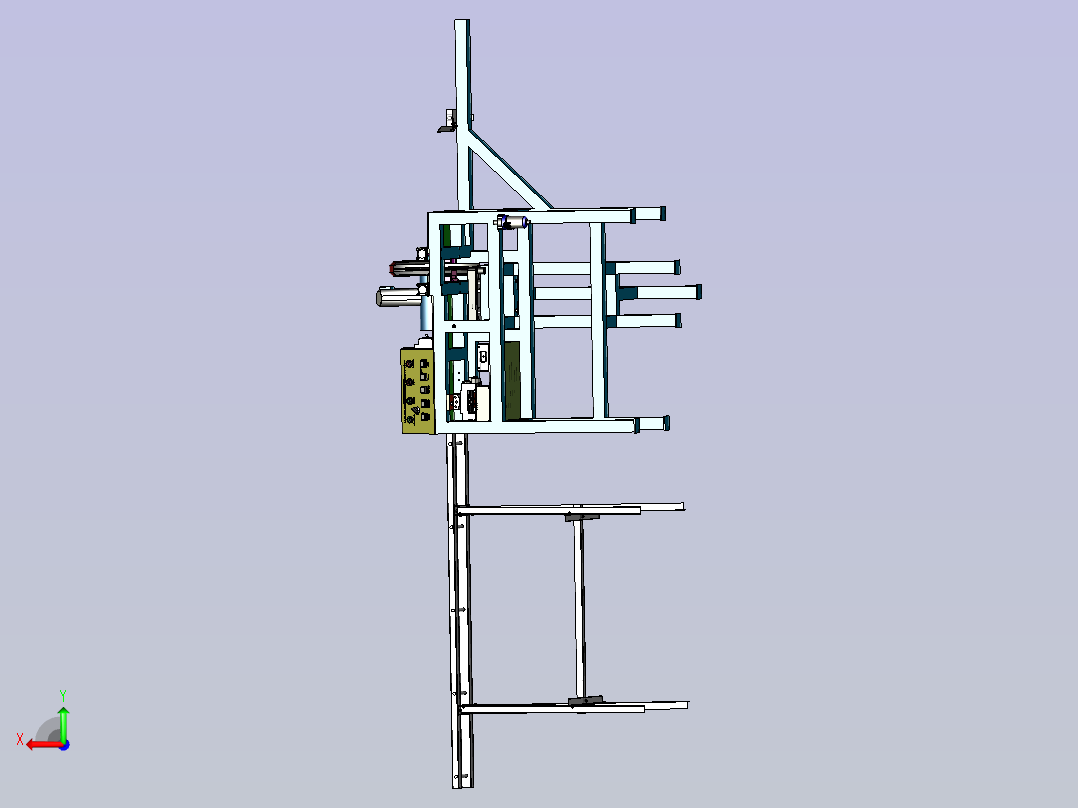 一款棒料切割机3D图纸后视图