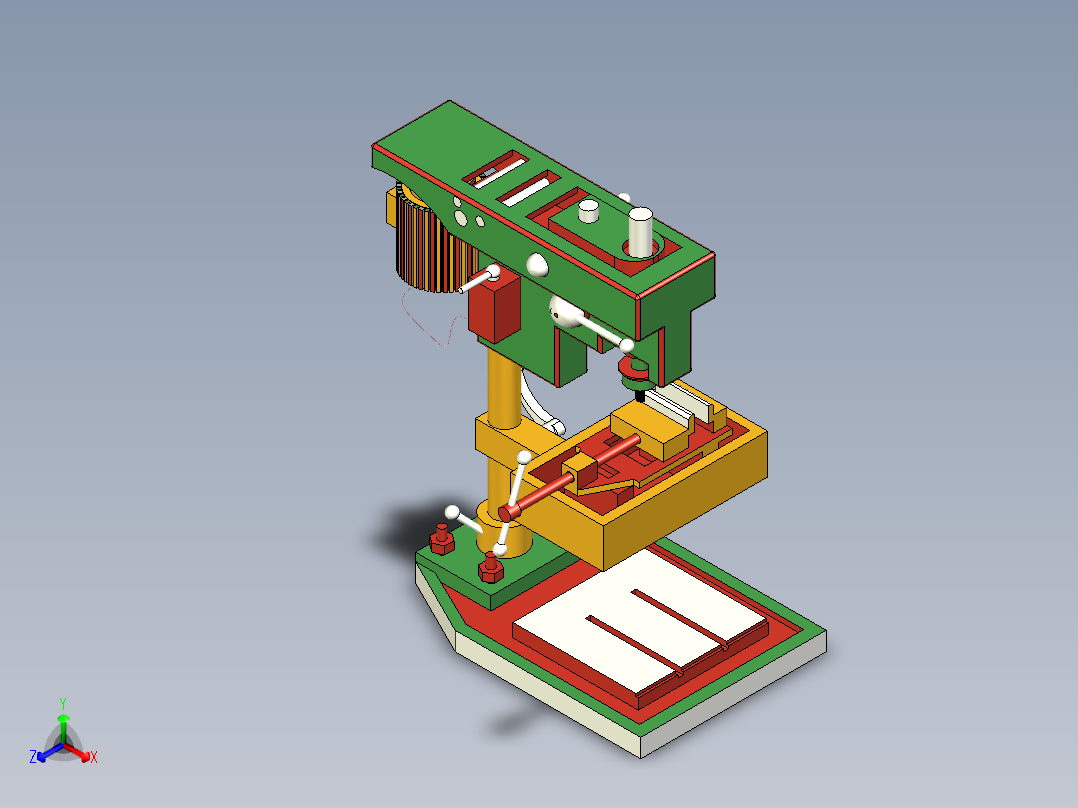 台钻【彩红网3D模型-caired.com】正等轴测图
