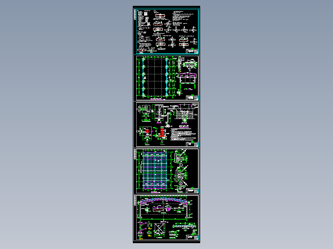 21米跨蔬菜圆弧大棚施工cad图纸双钢管图1纸