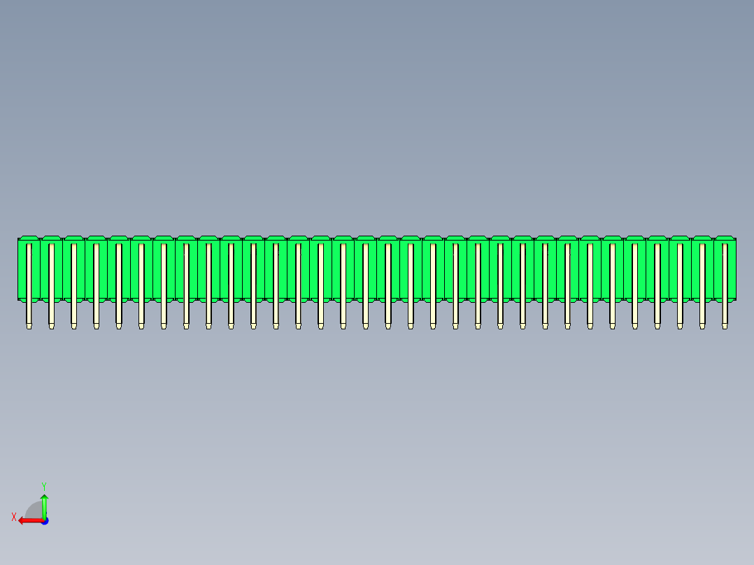 彩色公排针 100mil 2.54mm 系列-DS1022_green_3x32p_100mil_TypeD_rev1.0后视图