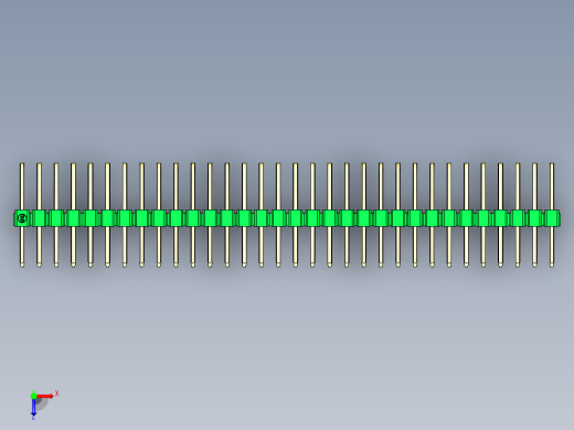 彩色公排针 100mil 2.54mm 系列-DS1022_green_3x32p_100mil_TypeD_rev1.0俯视缩略图