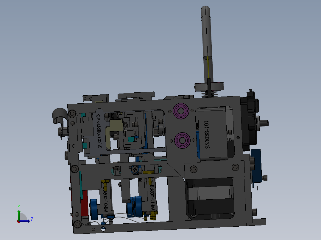 三轴万能机械手3D模型左视图