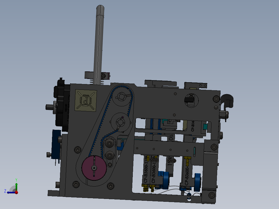 三轴万能机械手3D模型右视图