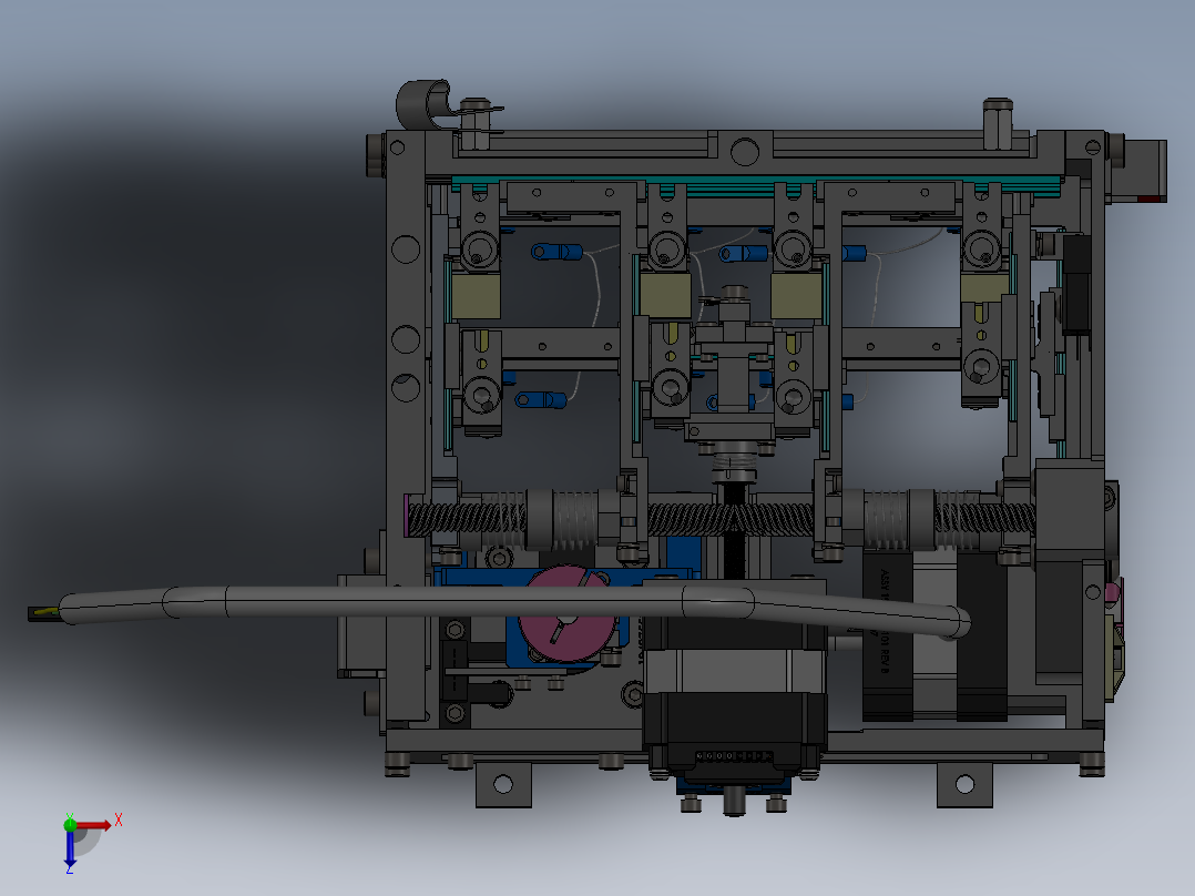 三轴万能机械手3D模型俯视图