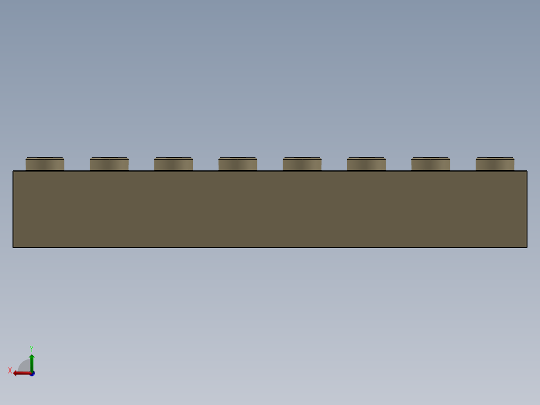 乐高套装 4421基本积木-4141553 - 3007 Brick Yellow - Tan 2 x 8.SLDPRT后视图