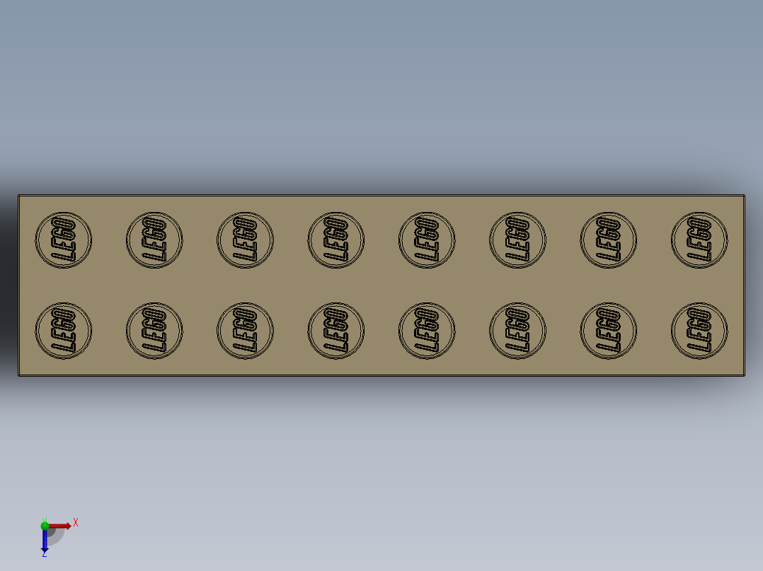 乐高套装 4421基本积木-4141553 - 3007 Brick Yellow - Tan 2 x 8.SLDPRT俯视图