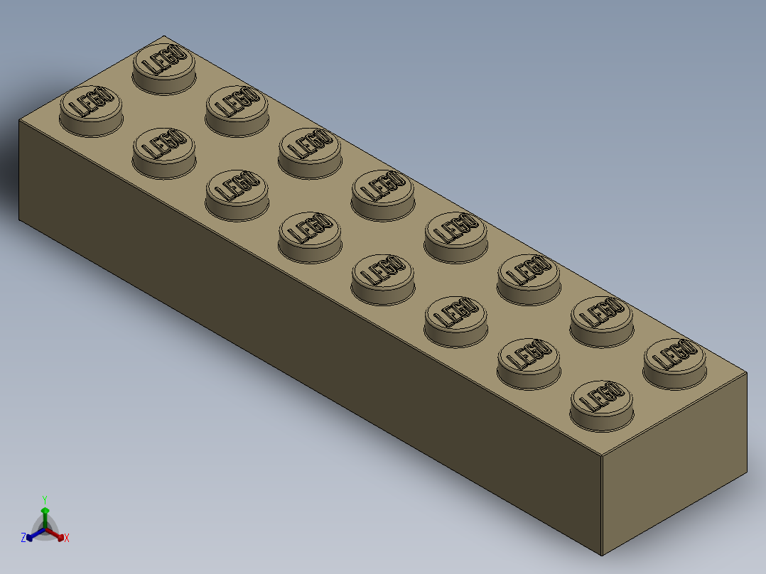 乐高套装 4421基本积木-4141553 - 3007 Brick Yellow - Tan 2 x 8.SLDPRT正等轴测图