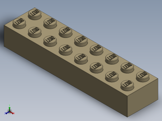 乐高套装 4421基本积木-4141553 - 3007 Brick Yellow - Tan 2 x 8.SLDPRT正等轴测缩略图