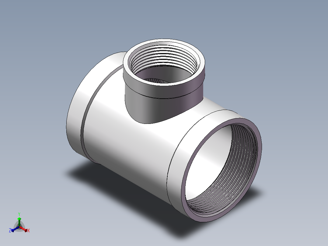 三通-异径 DN50-DN32正等轴测图