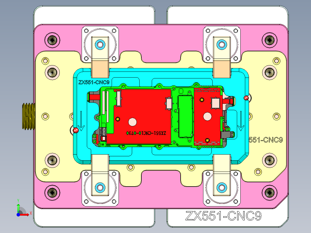 ZX551-B笔记本CNC工装夹具三维模型-CNC9-1010前视图
