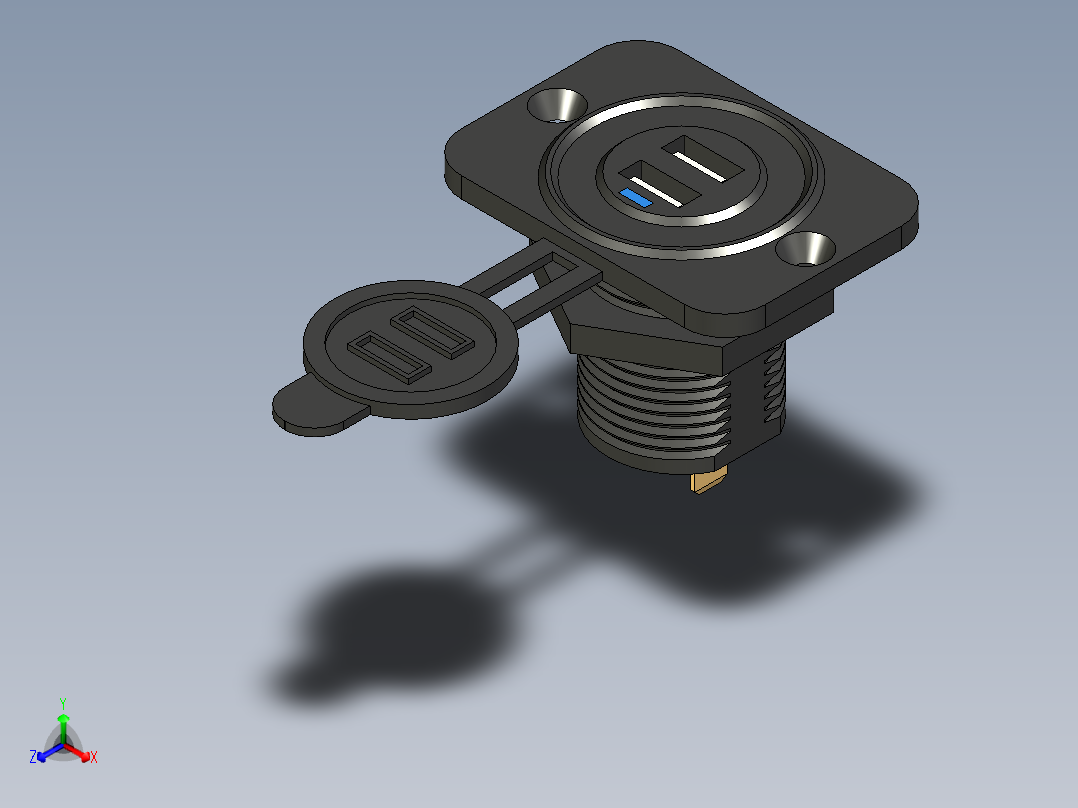 电池充电器USB汽车适配器5V 2.4A正等轴测图