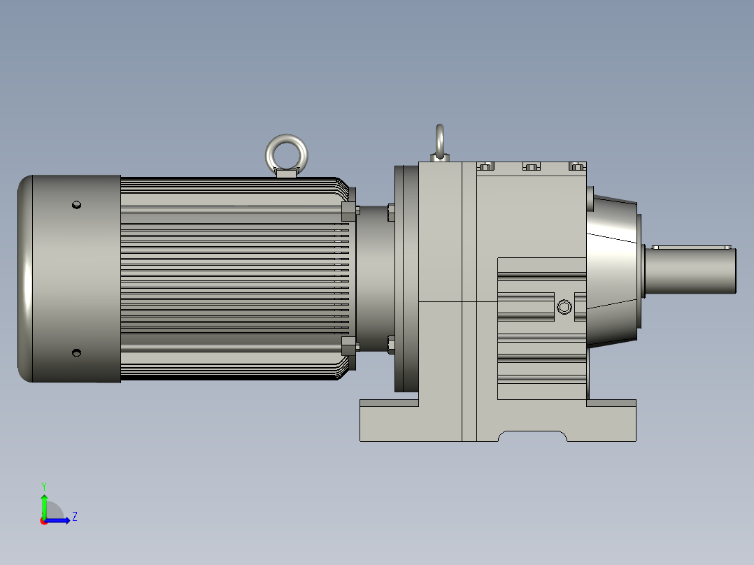 R97底脚轴伸式安装斜齿轮减速机R97-Y75-4P-1824-M1-0左视图