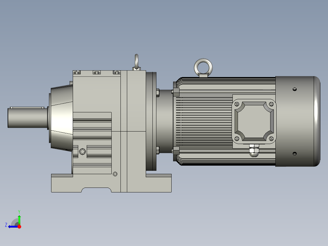 R97底脚轴伸式安装斜齿轮减速机R97-Y75-4P-1824-M1-0右视图