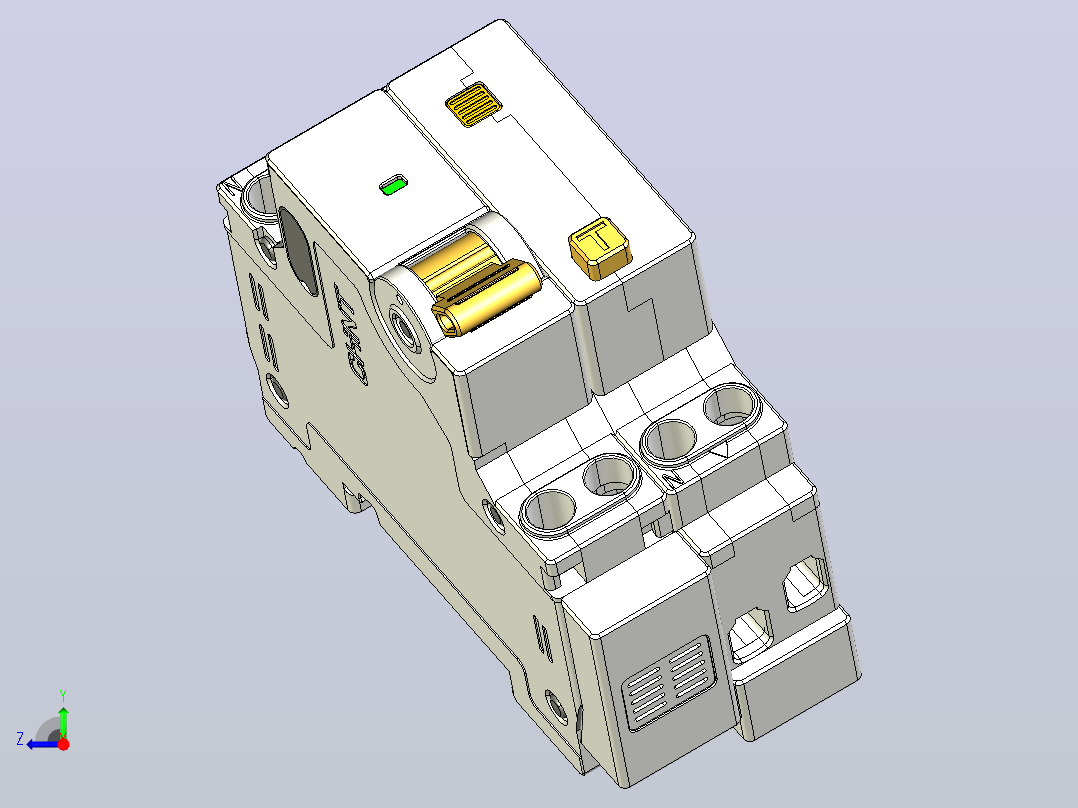 NBHLE-40&amp;1P&amp;N剩余电流动作断路器三维模型202307右视图