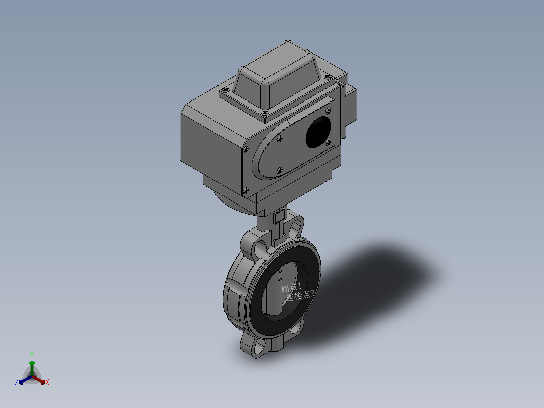对夹式电动蝶阀-316 DN50-DN400正等轴测图