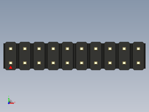 彩色公头100mil（2.54mm）系列-DS1021_black_2x10p_100mil_Type1_rev1.0前视缩略图