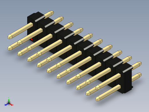 彩色公头100mil（2.54mm）系列-DS1021_black_2x10p_100mil_Type1_rev1.0正等轴测缩略图
