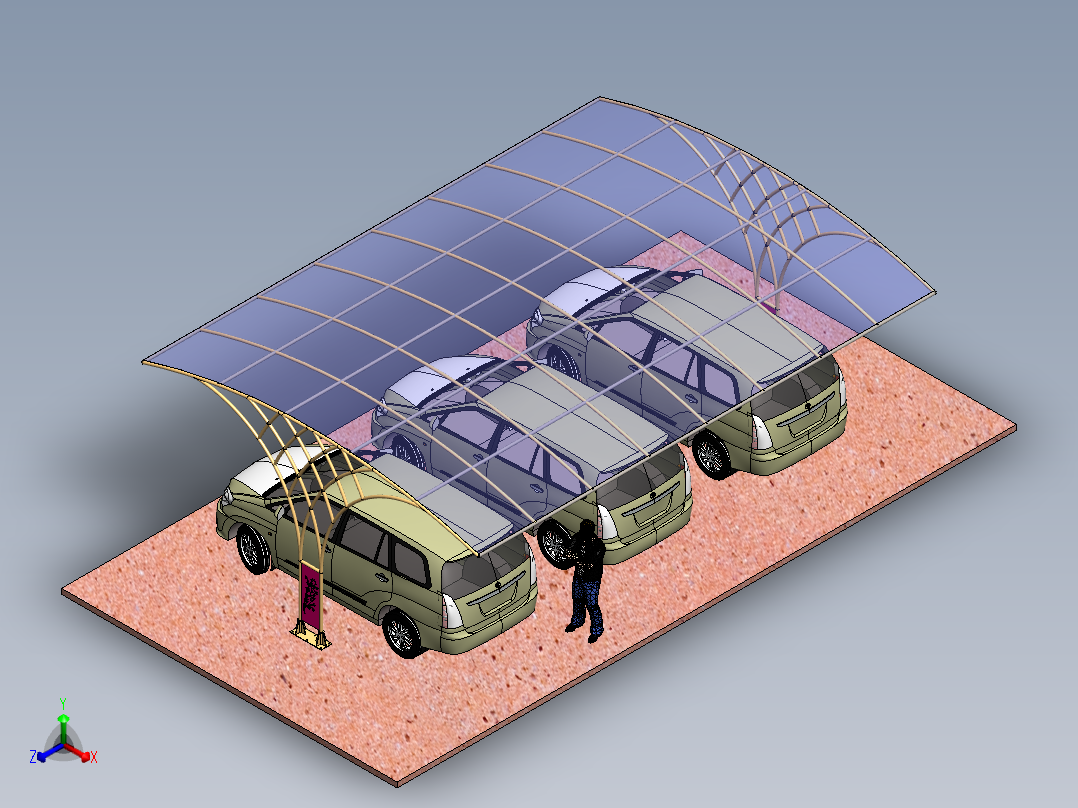 停车棚正等轴测图