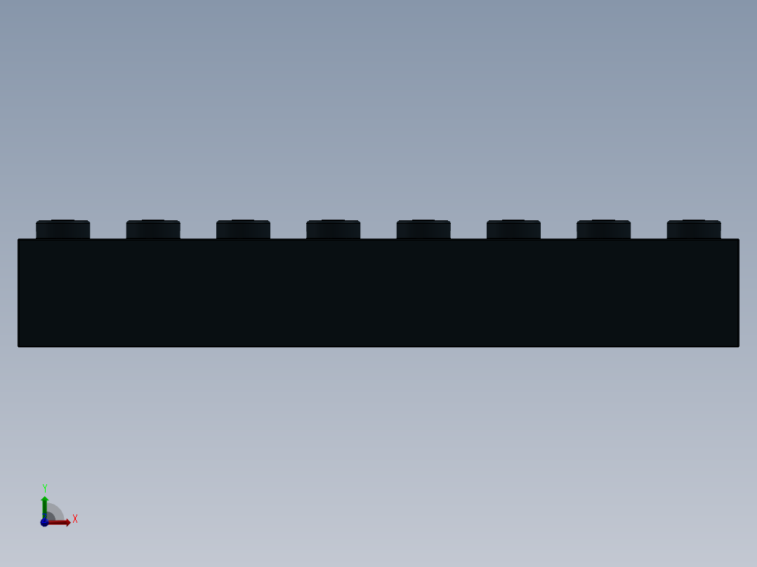 乐高套装 4421基本积木-300826 Black Brick 1 x 8.SLDPRT前视图