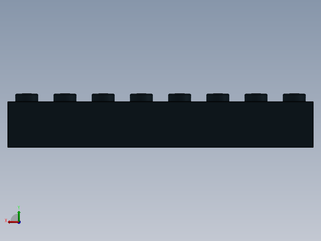 乐高套装 4421基本积木-300826 Black Brick 1 x 8.SLDPRT后视图