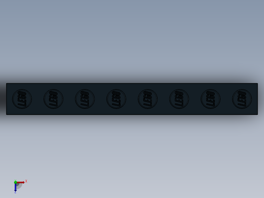 乐高套装 4421基本积木-300826 Black Brick 1 x 8.SLDPRT俯视图