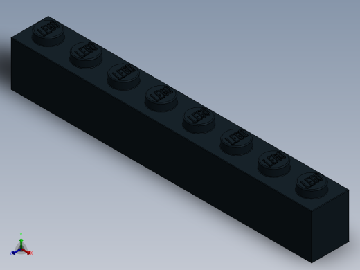 乐高套装 4421基本积木-300826 Black Brick 1 x 8.SLDPRT正等轴测缩略图