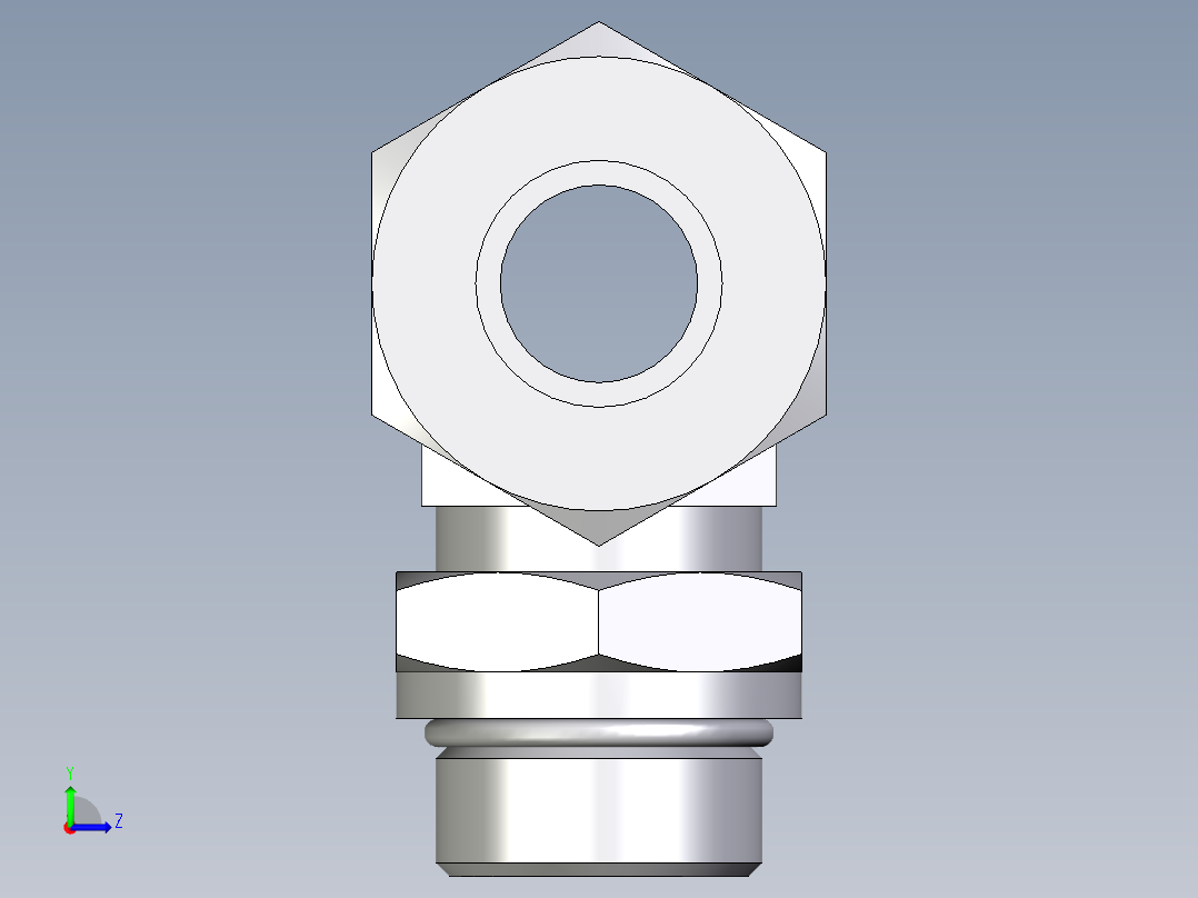 卡套式工业通用硬管接头EO_Adjustable_locknut_branch_tee_TEE25ZSMORCF左视图