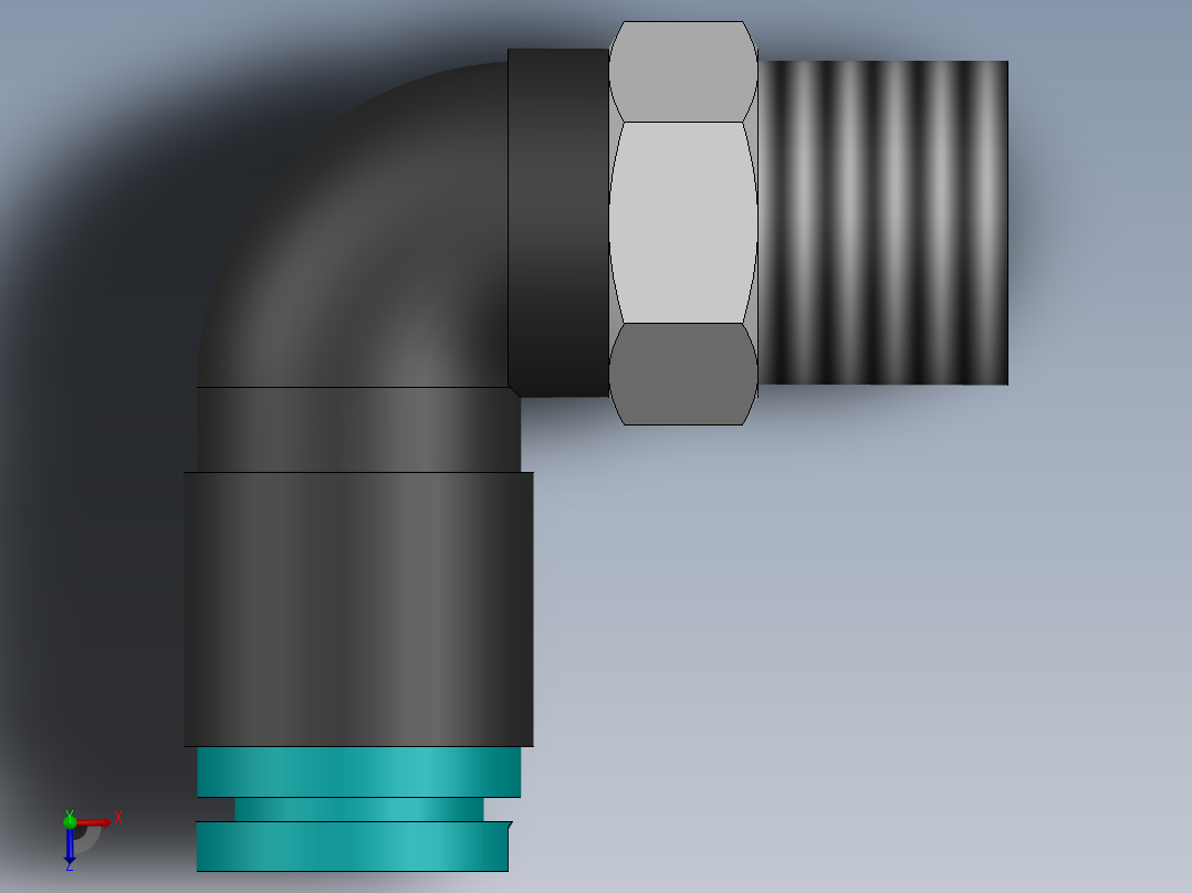 气管弯头快接头俯视图
