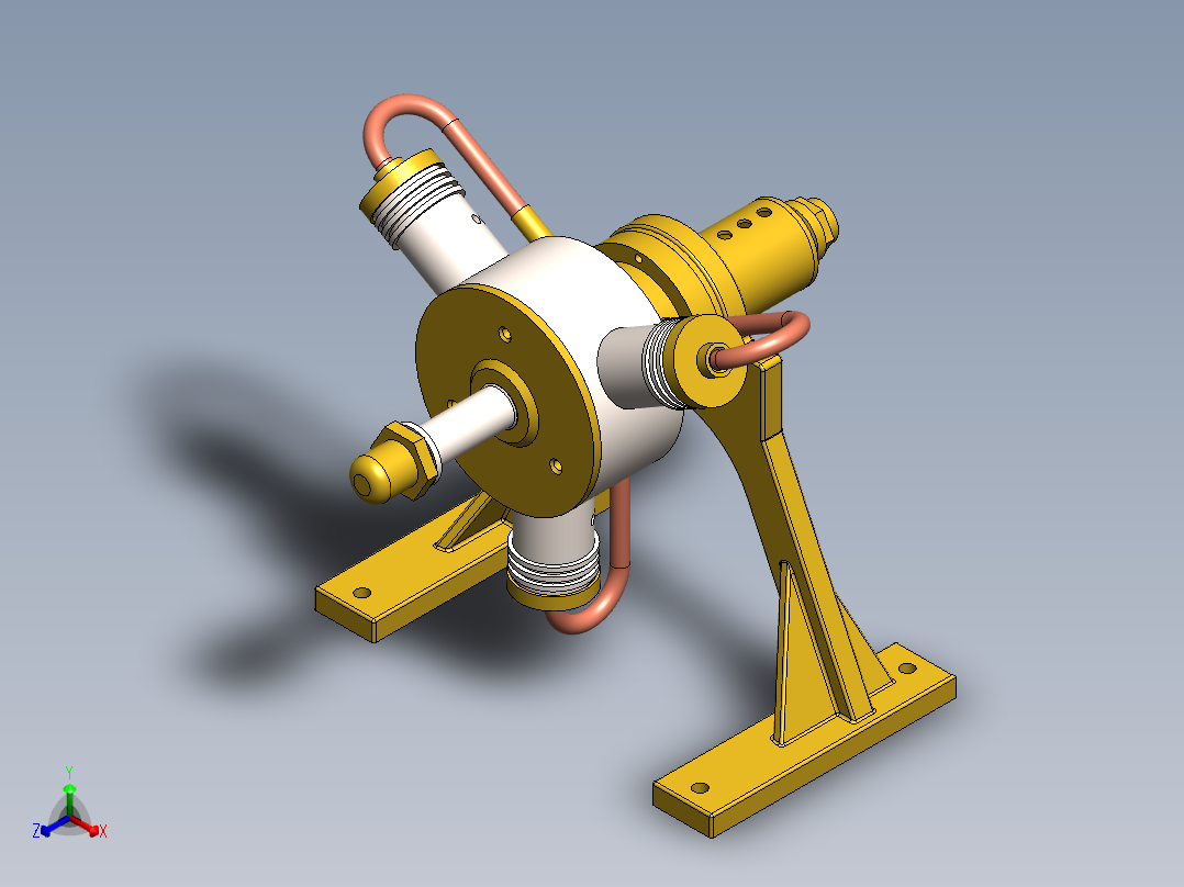 蒸汽机three-cylinder-rotary-steam-engine-1831-模型格式为 sw主视图