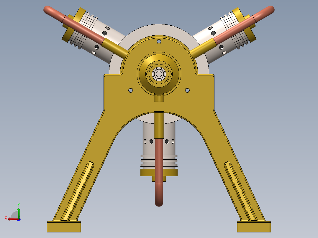 蒸汽机three-cylinder-rotary-steam-engine-1831-模型格式为 sw后视图