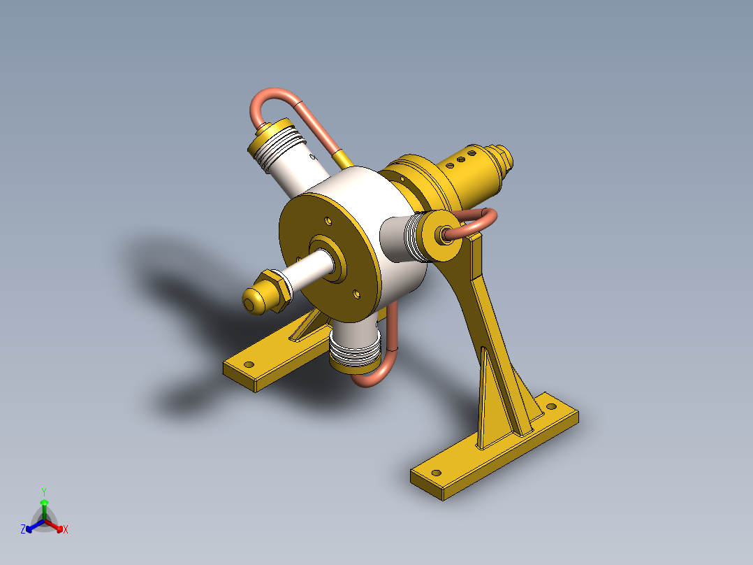蒸汽机three-cylinder-rotary-steam-engine-1831-模型格式为 sw正等轴测图