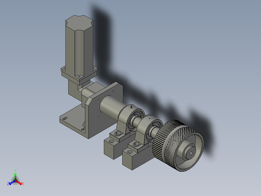 后端输送线电机减速机组装正等轴测图
