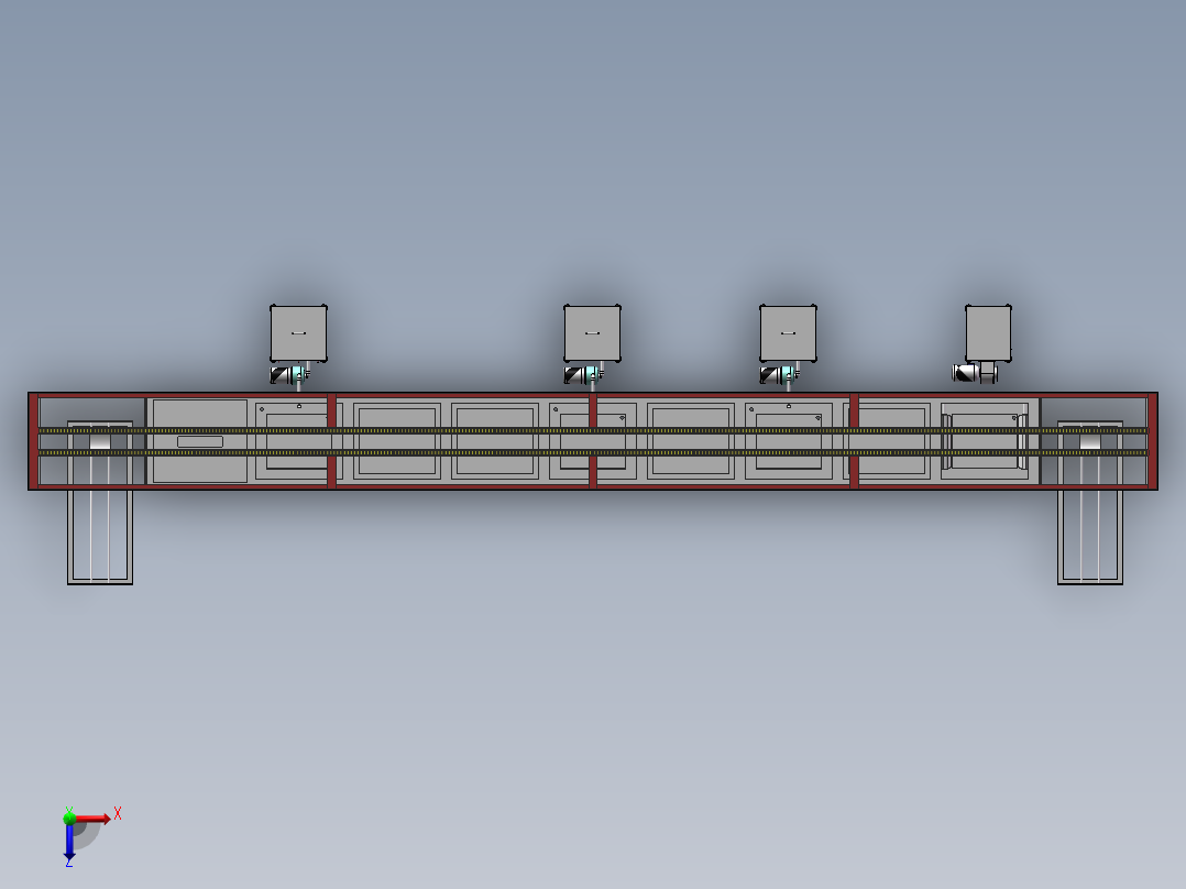 十工位全自动搬送超声波清洗线俯视图