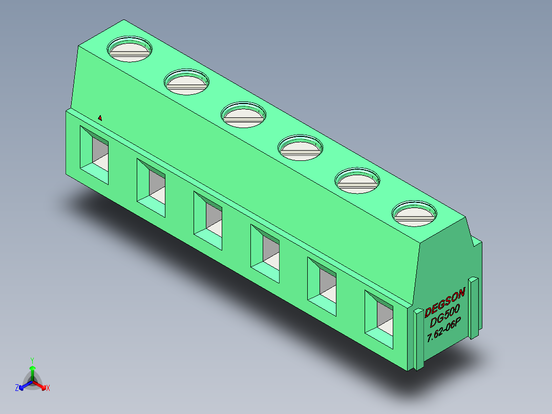 DEGSON DG500 系列 5.05.087.62mm 接线端子-DG500-7.62-06P-14-00AH主视图