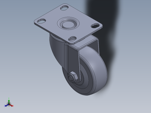 标准脚轮-WH-36125-76 2.5in SWIVEL PLATE MOUNTING H=89( 55.5x44.2mm pitch)正等轴测缩略图