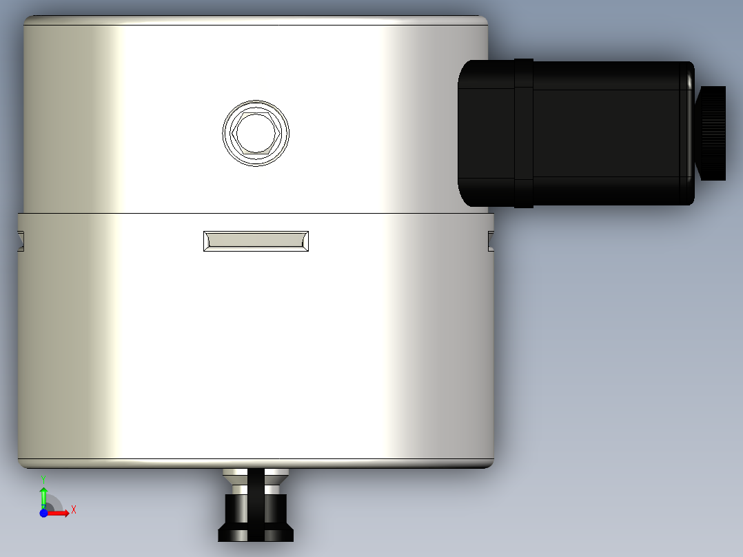 接触式压力表，100毫米，下部安装，12毫米管接头前视图