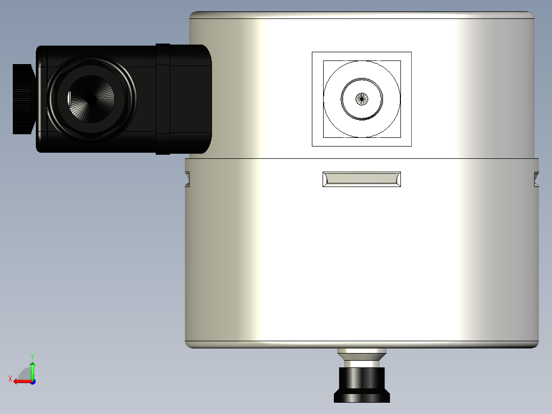 接触式压力表，100毫米，下部安装，12毫米管接头后视图