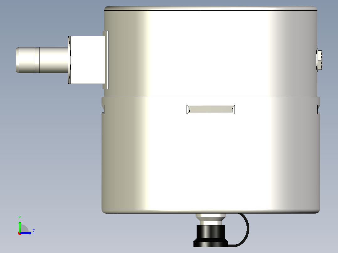 接触式压力表，100毫米，下部安装，12毫米管接头左视图