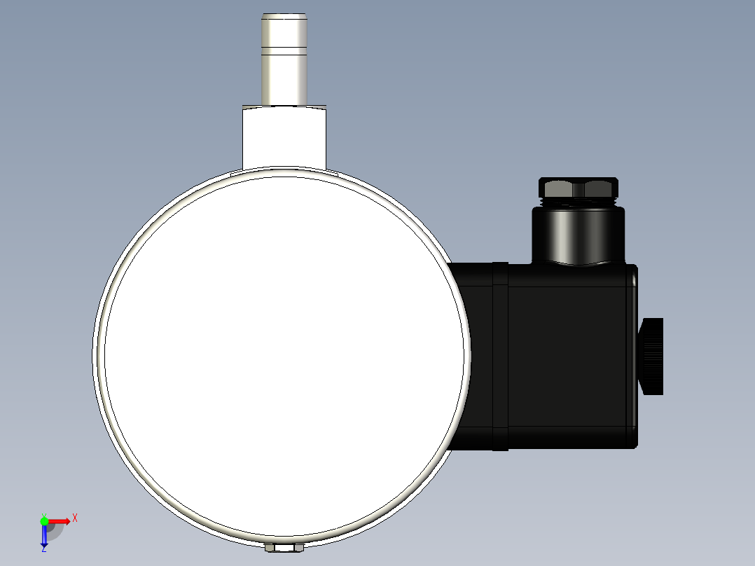 接触式压力表，100毫米，下部安装，12毫米管接头俯视图