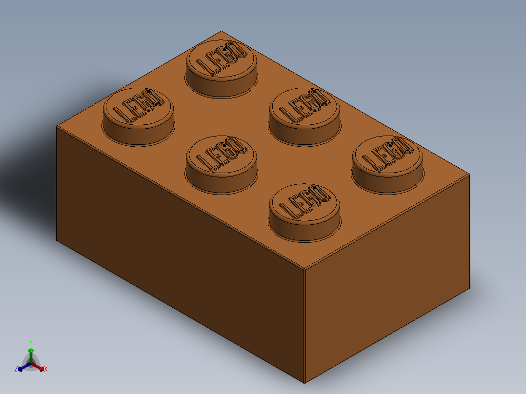 乐高套装 4421基本积木-4153826 - 3002 Bright Orange Brick 2 x 3.SLDPRT正等轴测图