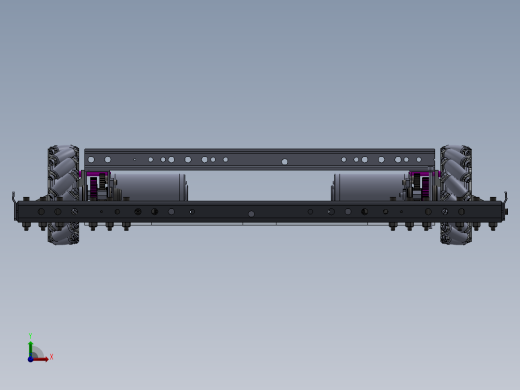 麦克纳姆轮底盘小车3d图纸 全方位设计 麦克纳姆轮agv小车3d模型前视缩略图