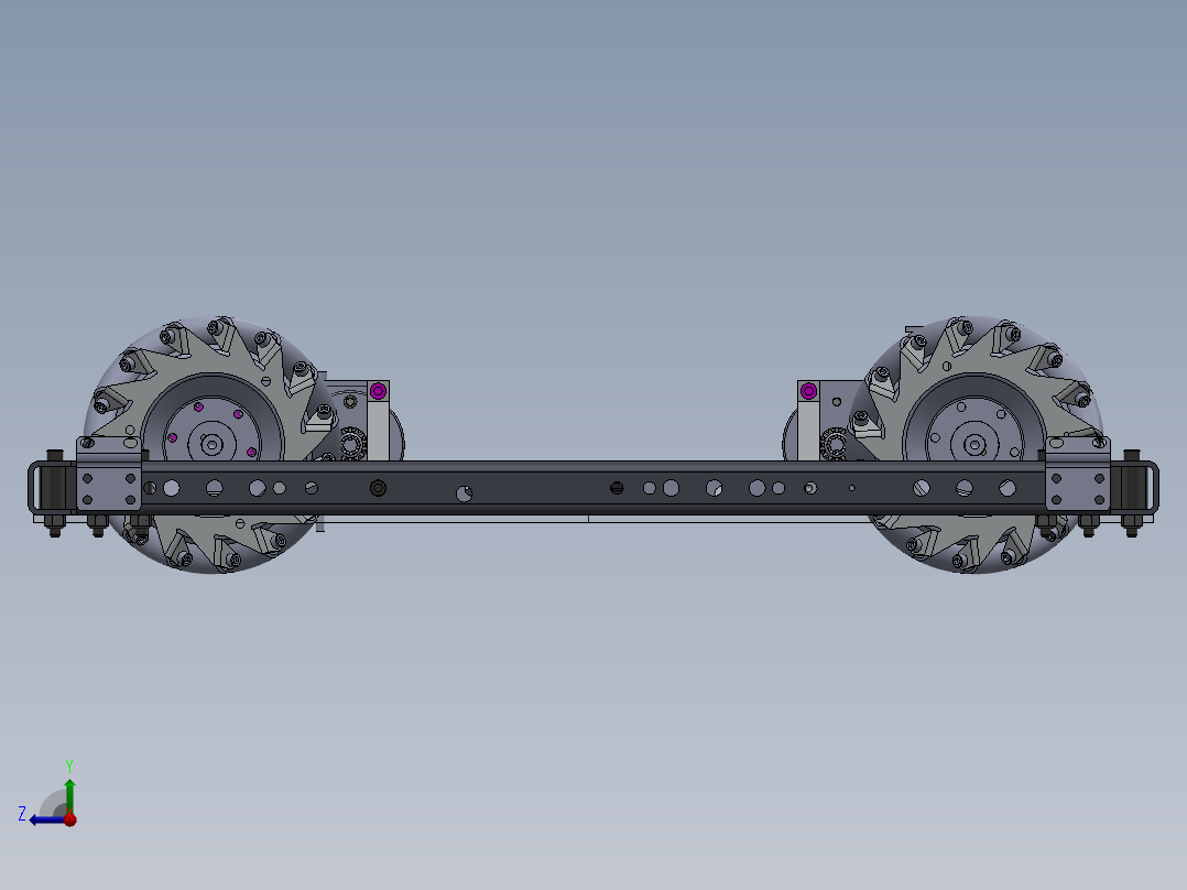 麦克纳姆轮底盘小车3d图纸 全方位设计 麦克纳姆轮agv小车3d模型右视图