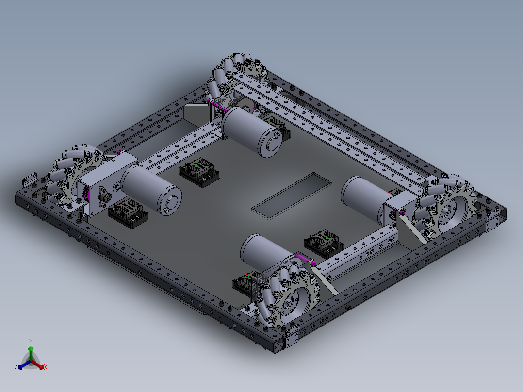 麦克纳姆轮底盘小车3d图纸 全方位设计 麦克纳姆轮agv小车3d模型正等轴测图