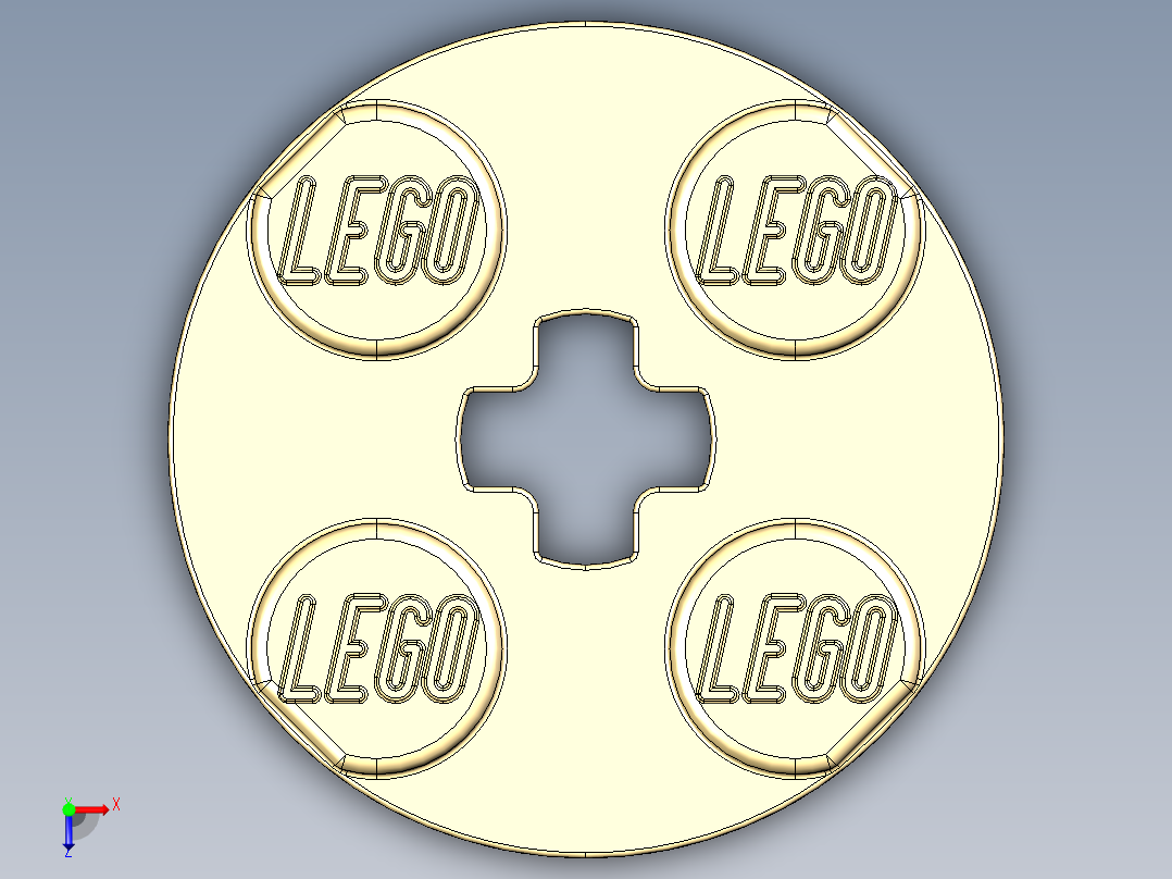 乐高零件 4032 板 2 x 2 圆形-4032 Light Brick Yellow Plate 2 x 2 Round.STEP俯视图