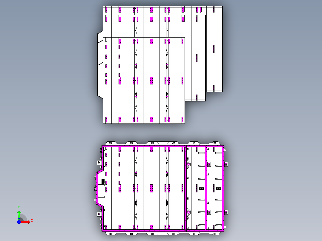 红旗电动汽车三款电池盒及底板前视图